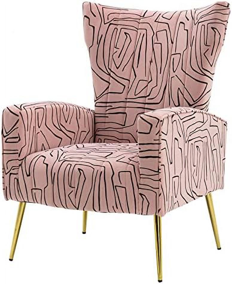 Navy Velvet Wingback Accent Chair with Metal Gold Legs S449654
