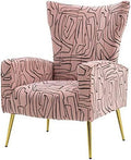 Navy Velvet Wingback Accent Chair with Metal Gold Legs S449654