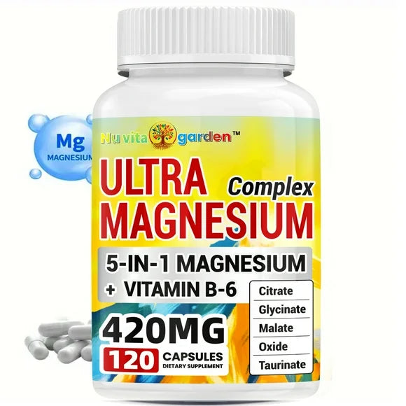 5-in-1 Magnesium Complex Supplement 420mg 120 Vegan Capsules J14370