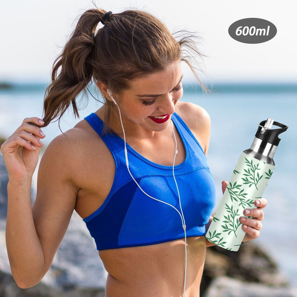 Green Stainless Steel Insulated Water Bottle with Straw Lid A39564