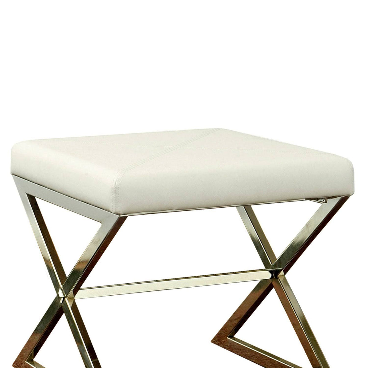 Contemporary Upholstered Stool Metal Base White S96668