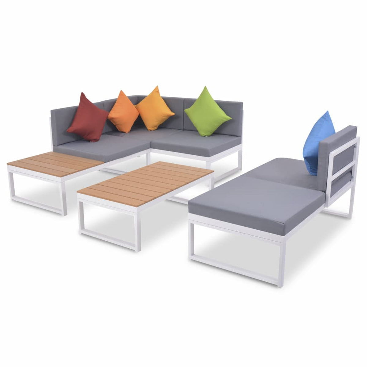 4 Piece Outdoor Conversation Sectional Sofa Set with Coffee Table Aluminum Frame Patio Lounge Set T7749