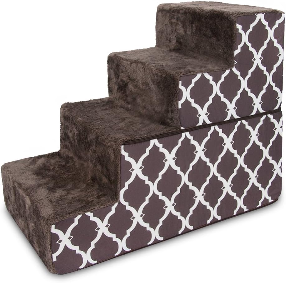 Ash Gray Linen 3-Steps Pet Stairs Pack of 2 D152035