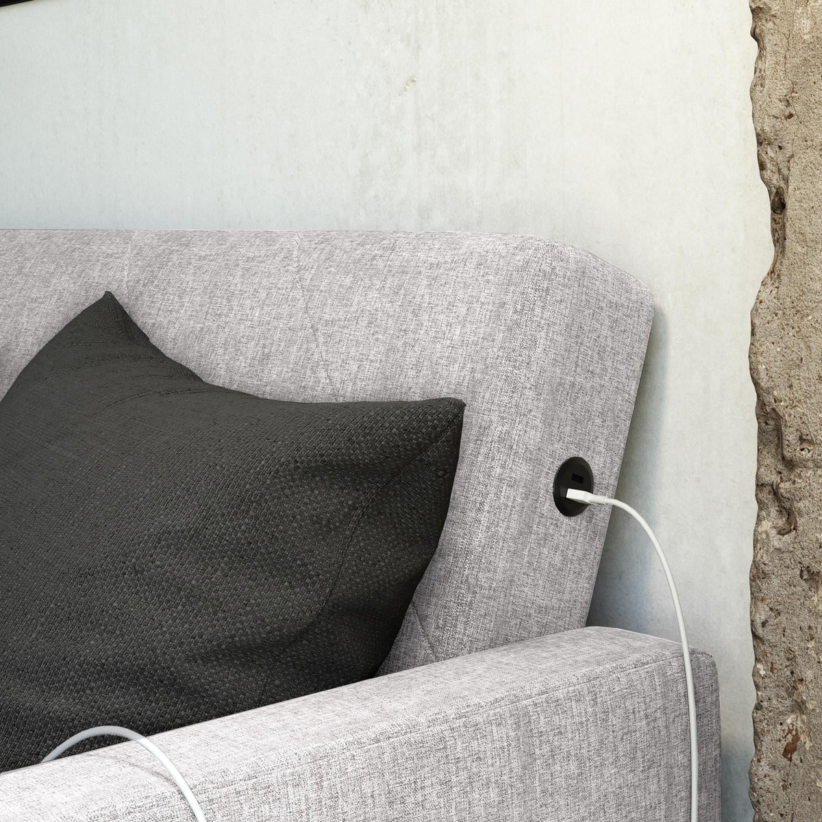 Light Gray Linen Convertible Sofa Bed with USB Port A406