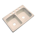 Acrylic 33x22x9 in. 4-Hole Double Bowl Kitchen Sink in Peach Bisque X4941