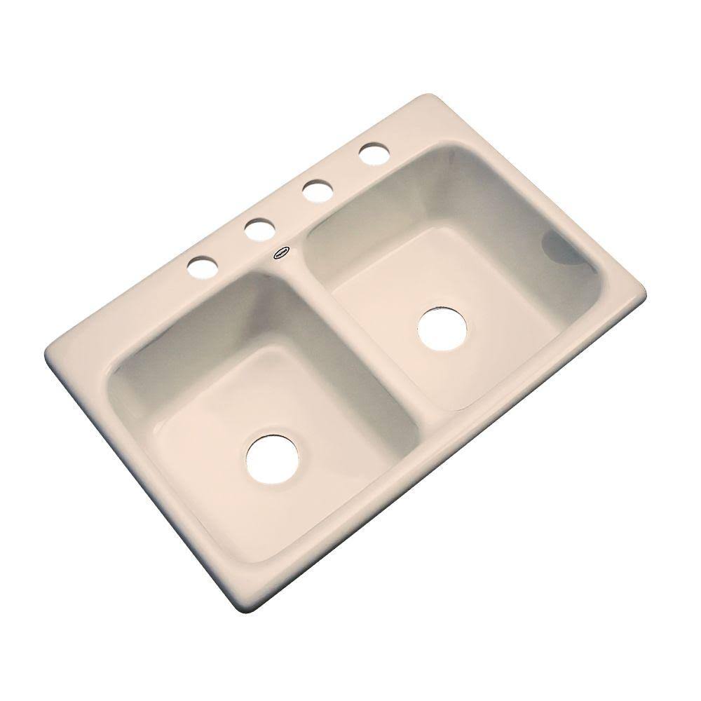 Acrylic 33x22x9 in. 4-Hole Double Bowl Kitchen Sink in Peach Bisque X4941
