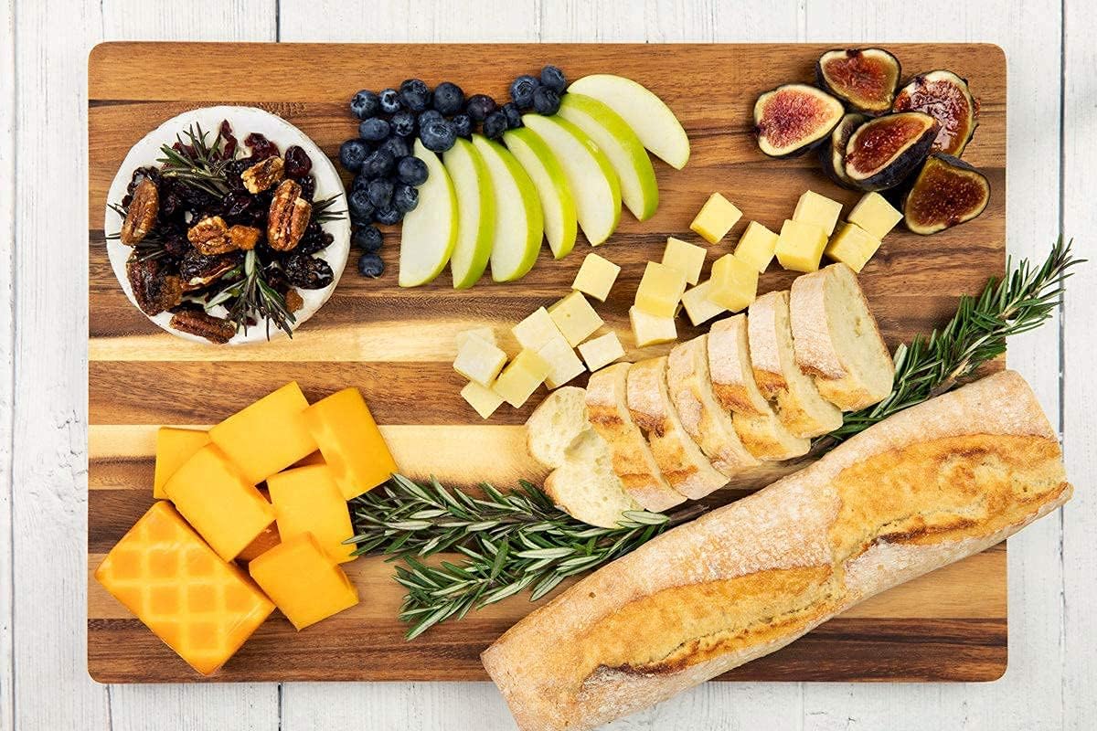 Large Wood Cutting Board 17x12 Inch Reversible Hardwood Pack of 2 A7332