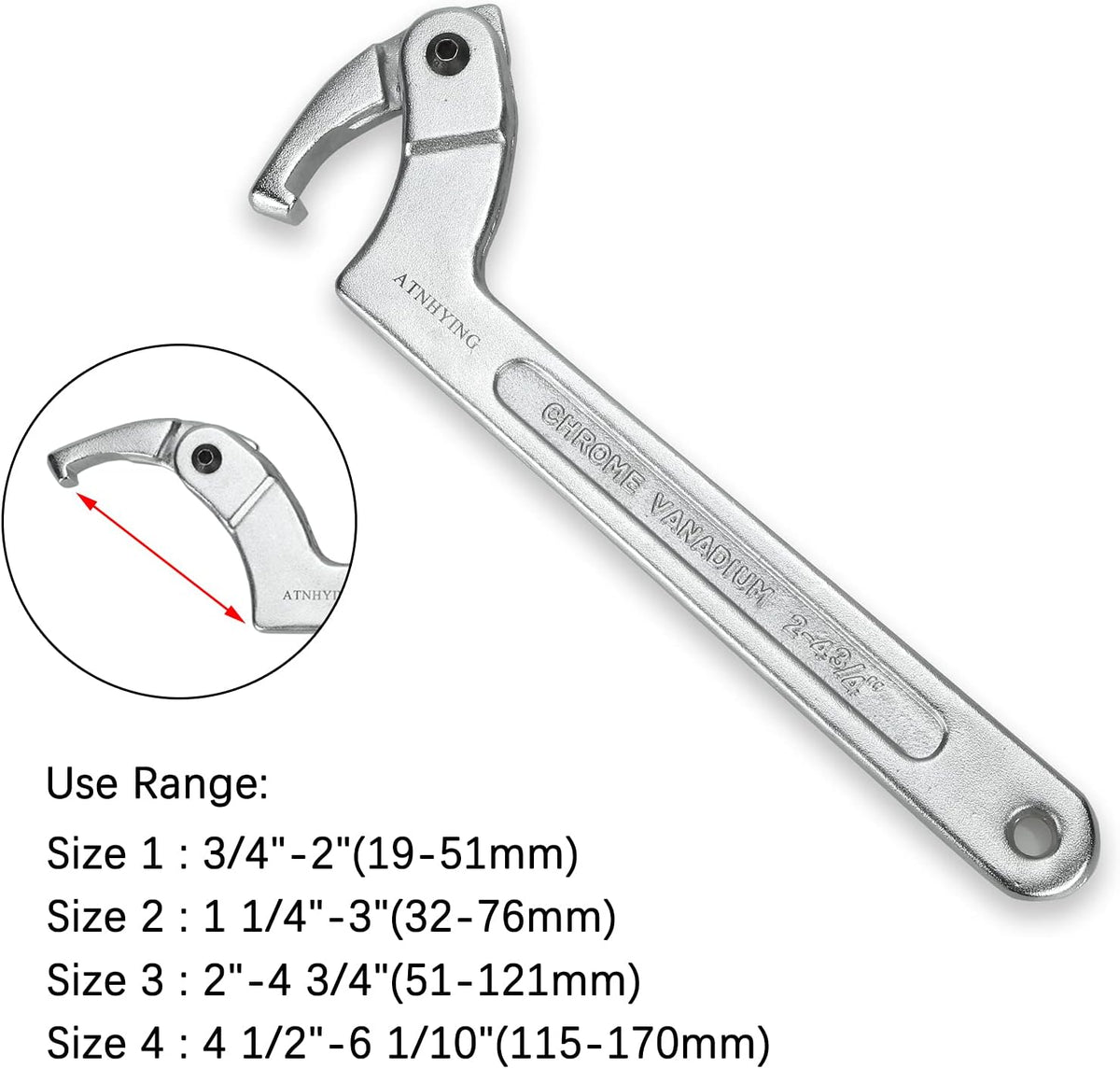 4 Pc Adjustable C Pin Spanner Wrench Set W33320