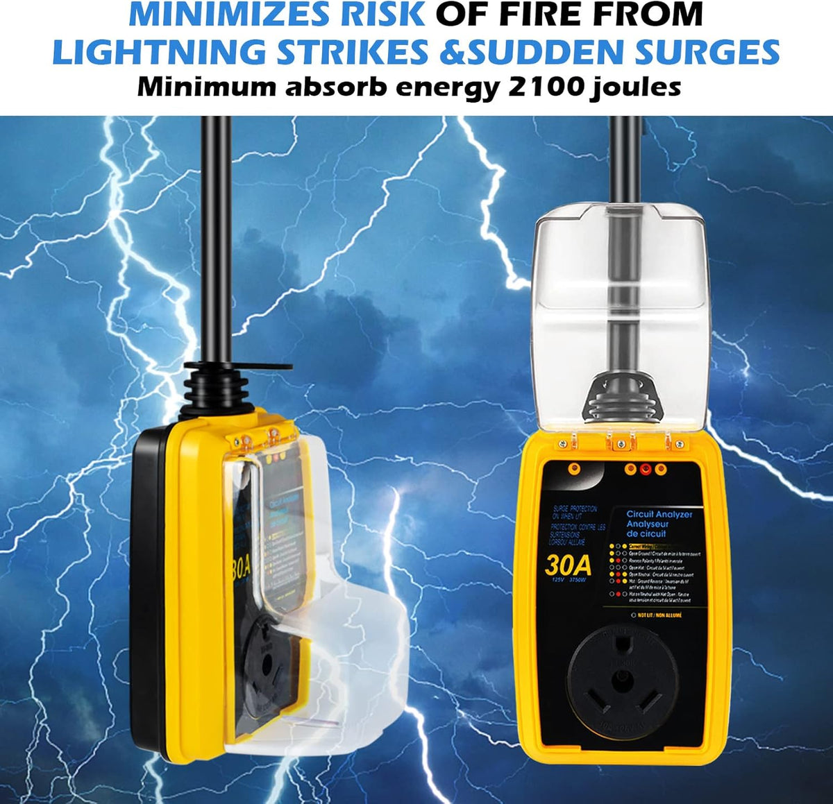 RV Surge Protector 30 Amp with Waterproof Cover, Pack of 2 E69487