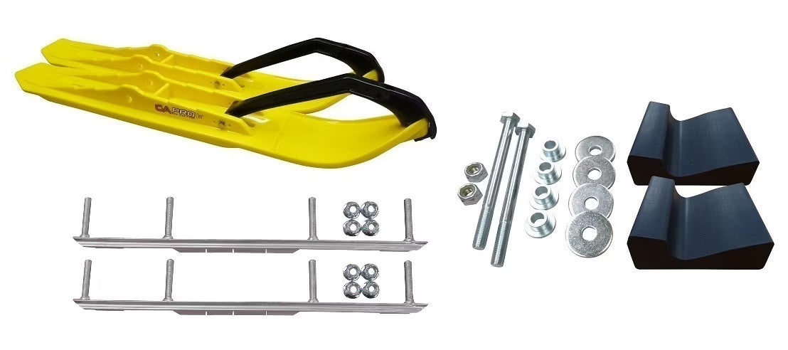 Yellow XCS Snowmobile Skis with 6" Shaper Bars Complete Kit X401682