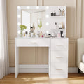 White Makeup Vanity Table with Lighted Mirror and 4 Drawers G532