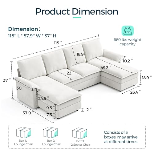 Beige Chenille U Shaped Modular Sectional Sofa with Chaise C499