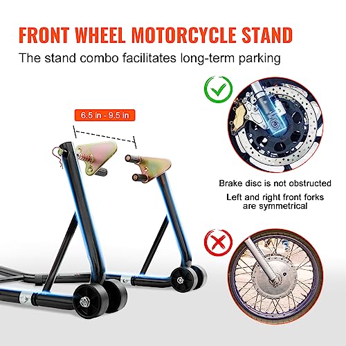 850lbs Motorcycle Stand Lift Front Rear Combo Black N189941