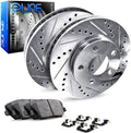 Rear Drilled and Slotted Brake Rotors with Ceramic Brake Pads and Hardware Kit U53583