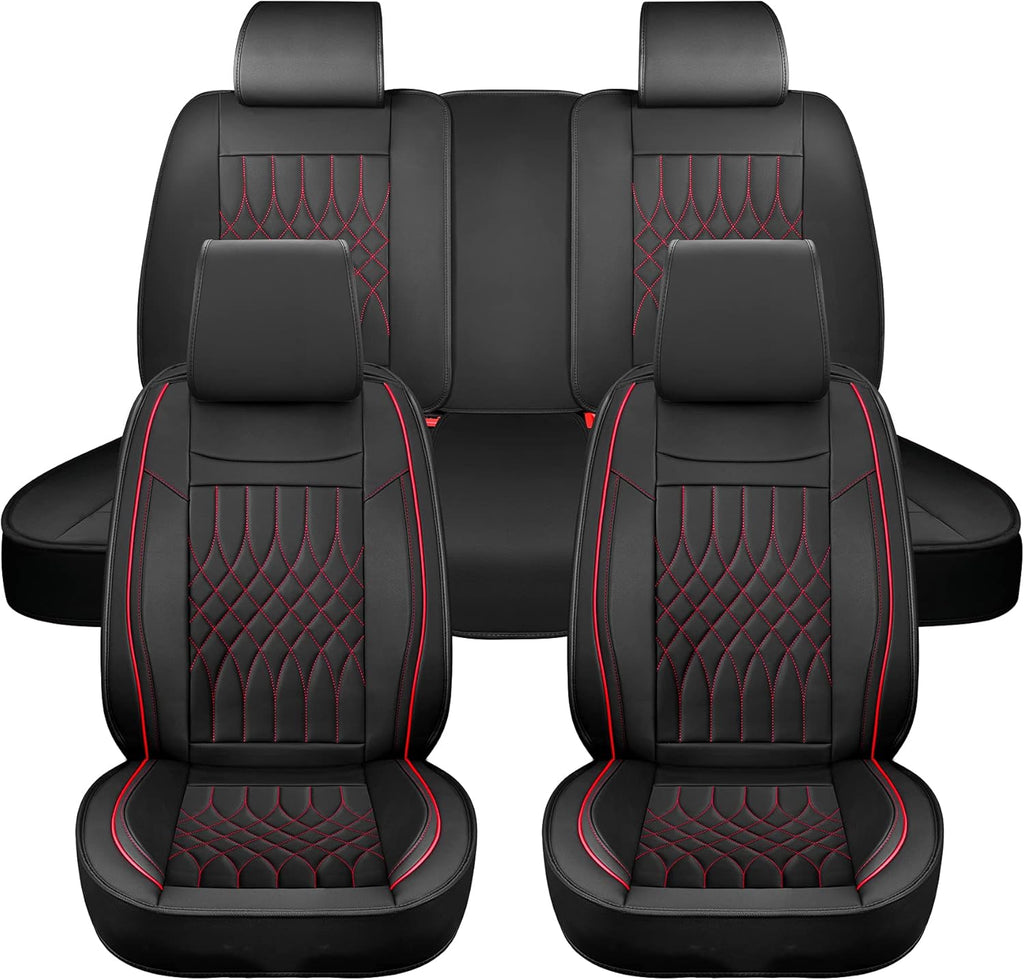 Gray Leatherette Car Seat Covers Full Set 5 Pcs Waterproof P7628
