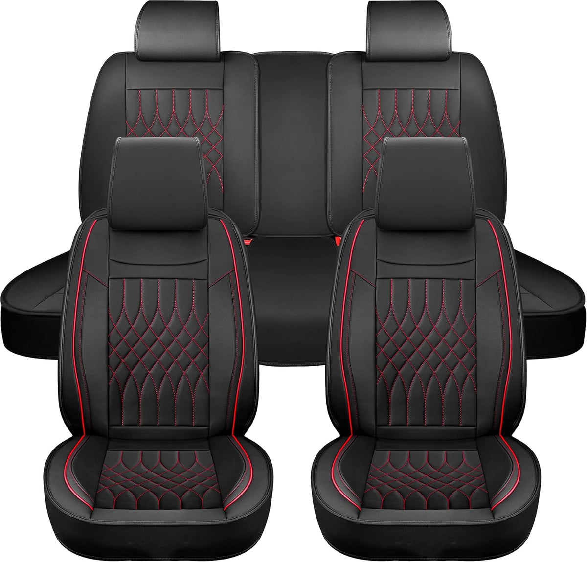 Gray Leatherette Car Seat Covers Full Set 5 Pcs Waterproof P7628
