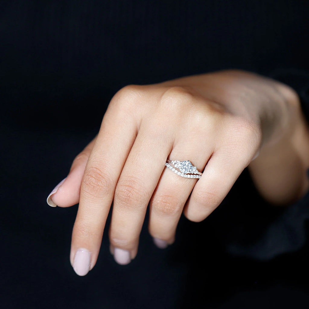 925 Sterling Silver Moissanite Bridal Ring Set A142730