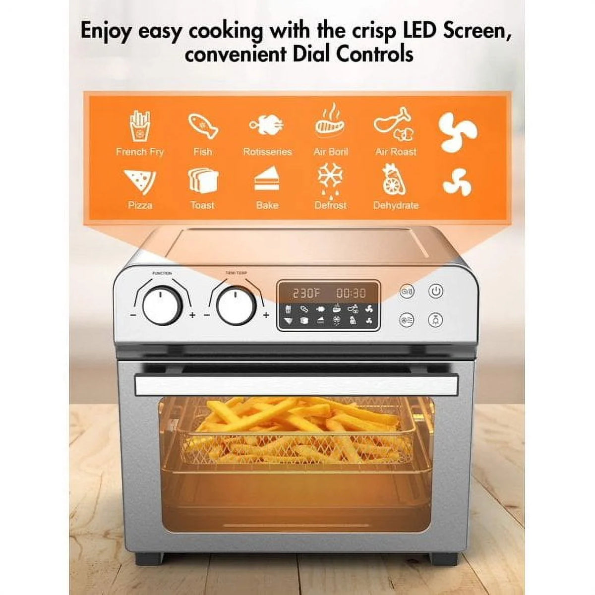 24.3 Quart Air Fryer Toaster Oven Combo with Rotisserie Dehydrator C293559