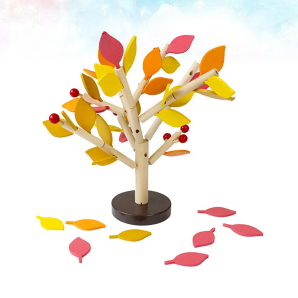 Creative Wooden Tree Blocks with Leaves 3D Building Set Toy U4043