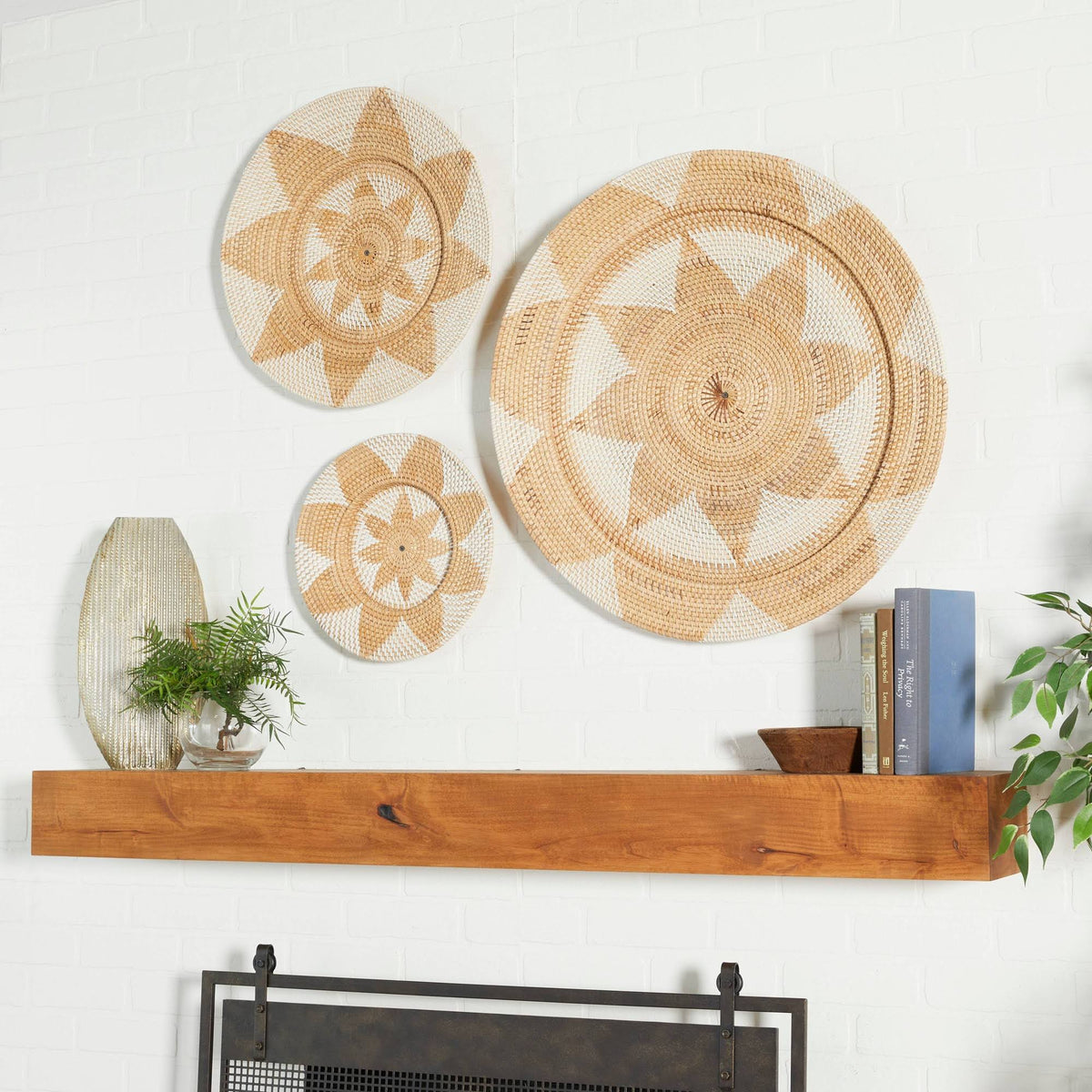 Set of 3 Wicker Wall Decor Trays W90090