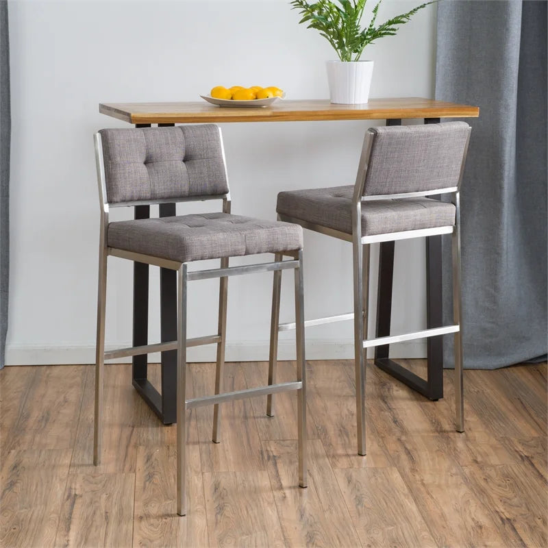 Light Grey Fabric Barstools Set of 2 A570268