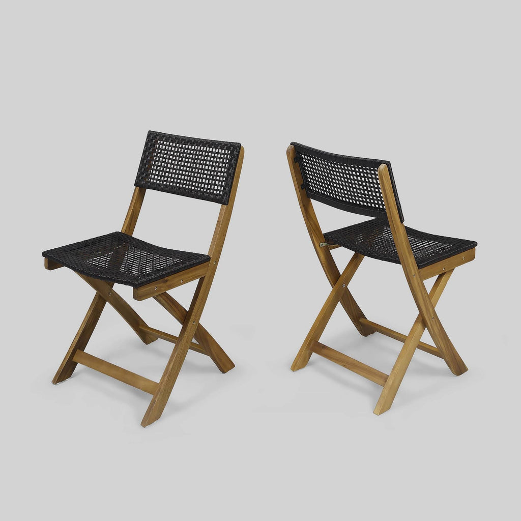2pk Acacia Wood Foldable Patio Bistro Chairs Teak K662