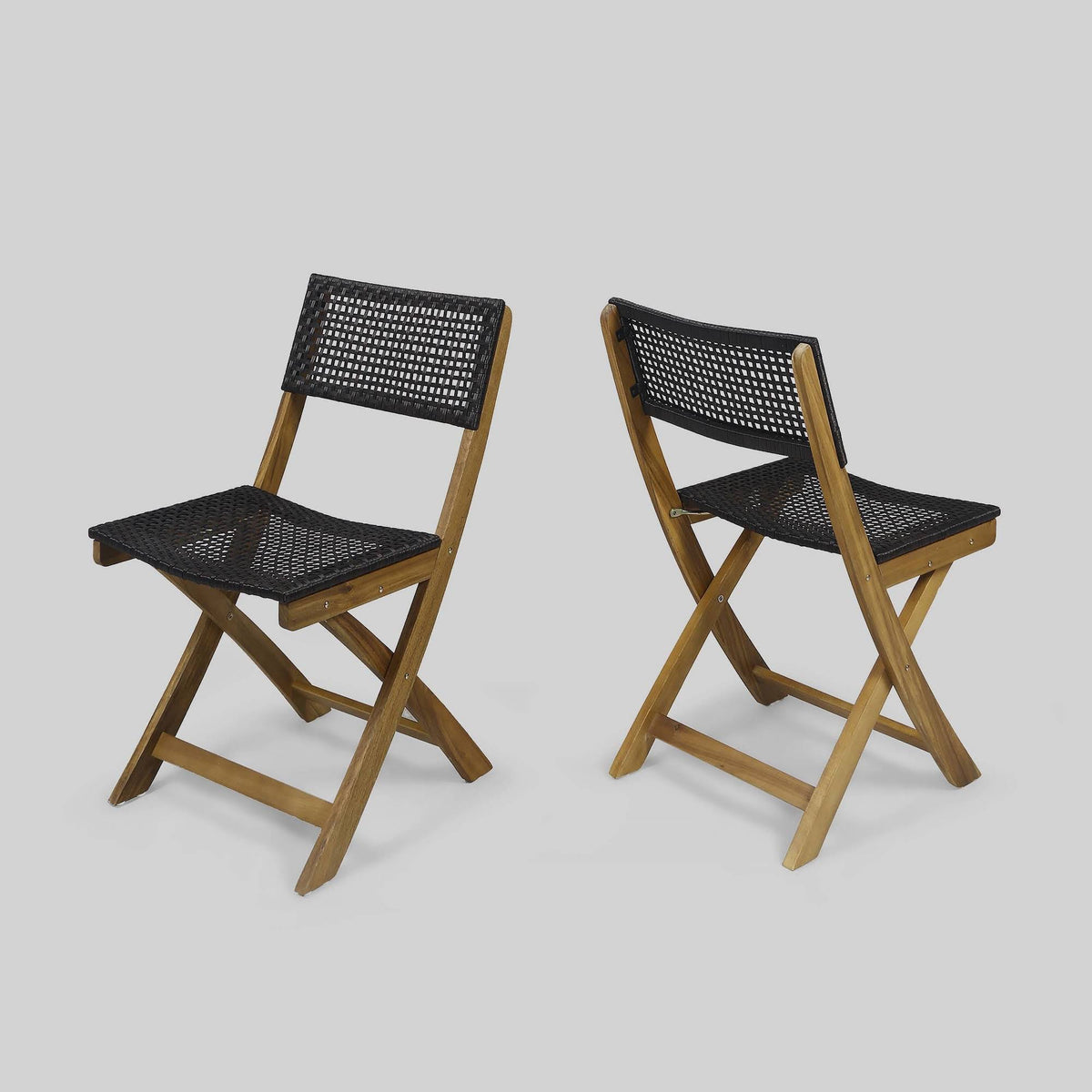2pk Acacia Wood Foldable Patio Bistro Chairs Teak K662
