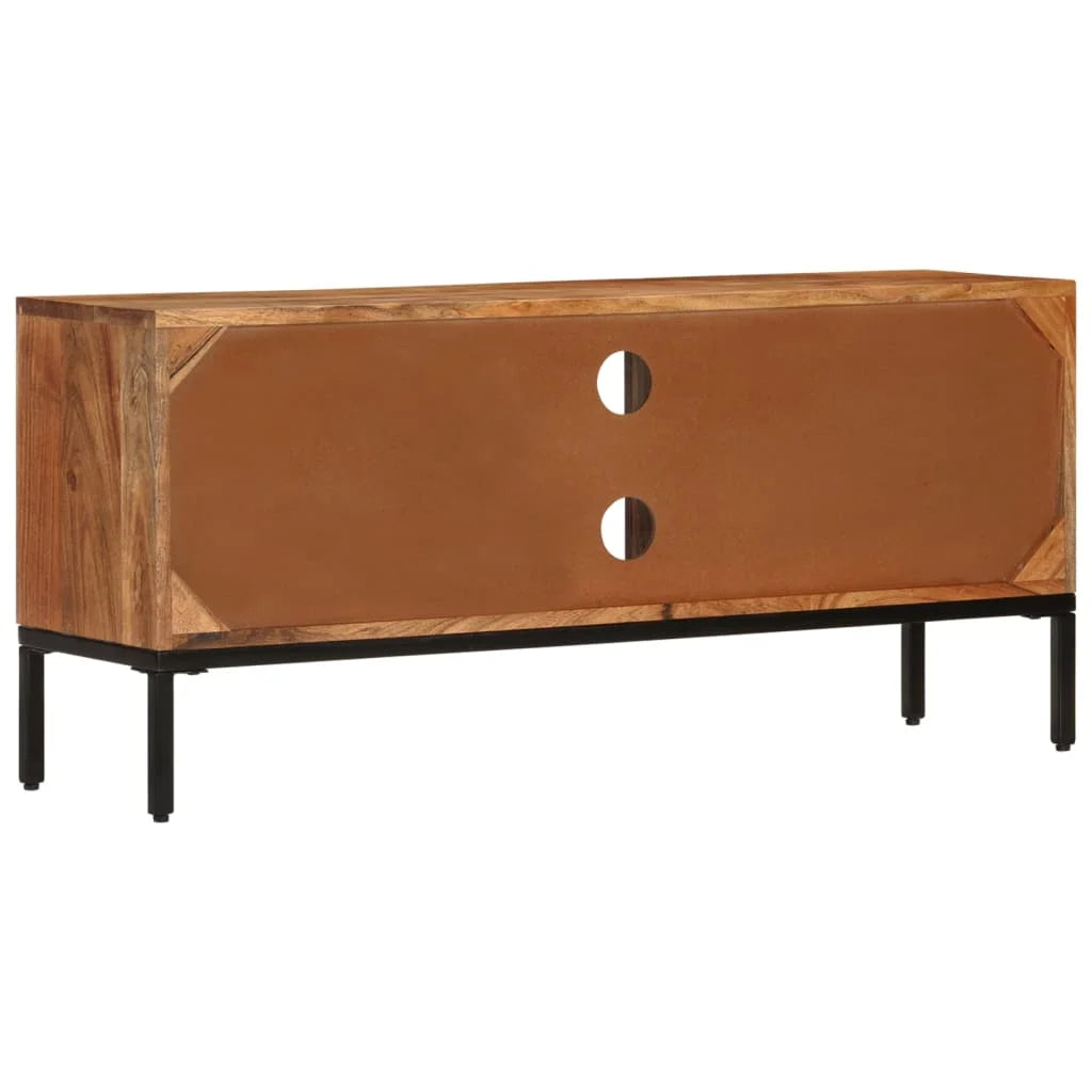 Honey Brown and Gray Solid Wood Acacia TV Stand A783