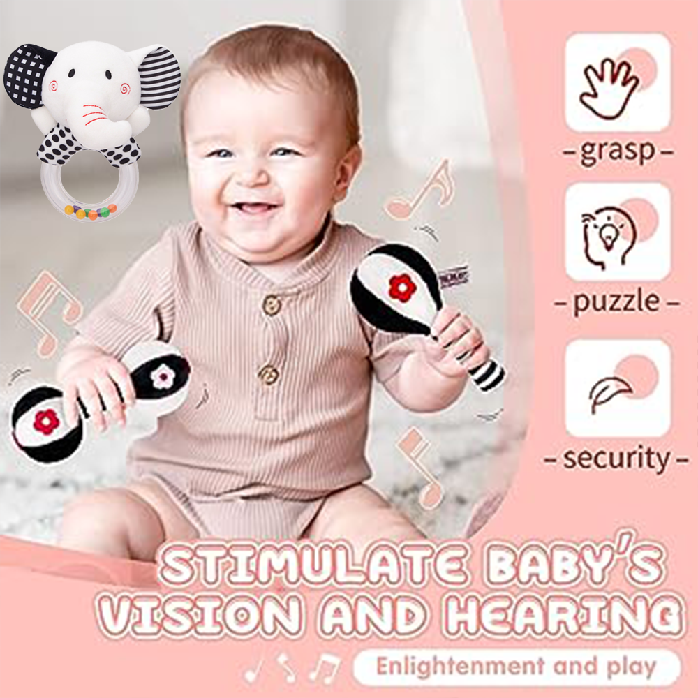 3Pcs Black & White Baby Rattles Set R5221