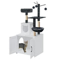 Grey Wood Cat Tree with Litter Box Enclosure R625