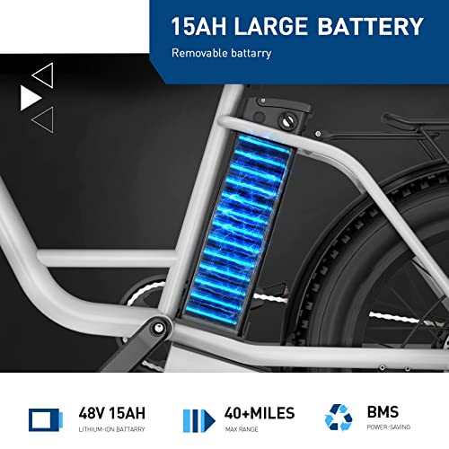 Electric Bike with 960W Peak Motor, 25mph Max Speed, 720WH Removable Battery, 20" Electric Bicycle with Shimano 7 Speed and Front Suspension Y1380