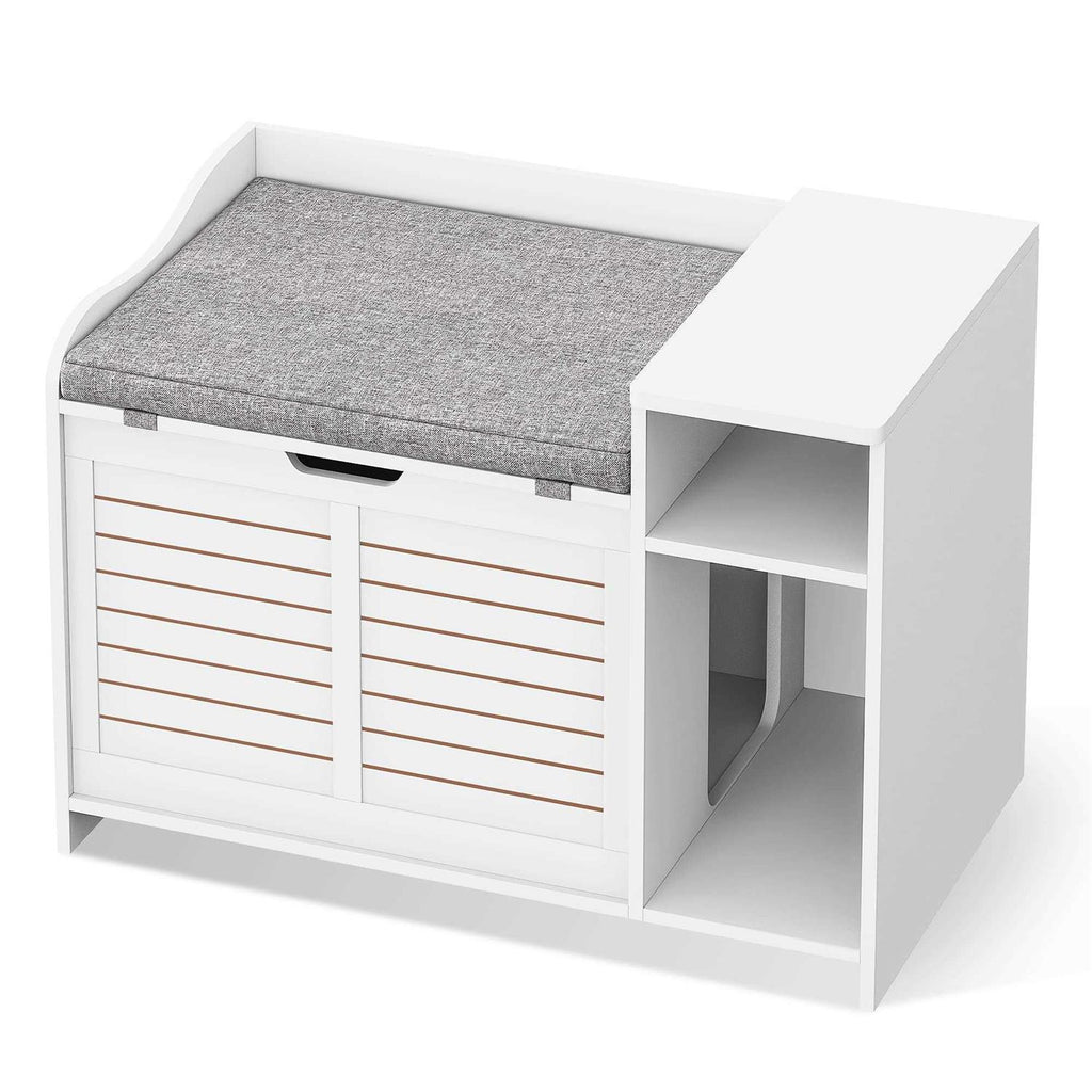 Litter Box Enclosure with Top Opening with Cushion Cat Litter Box Furniture R420