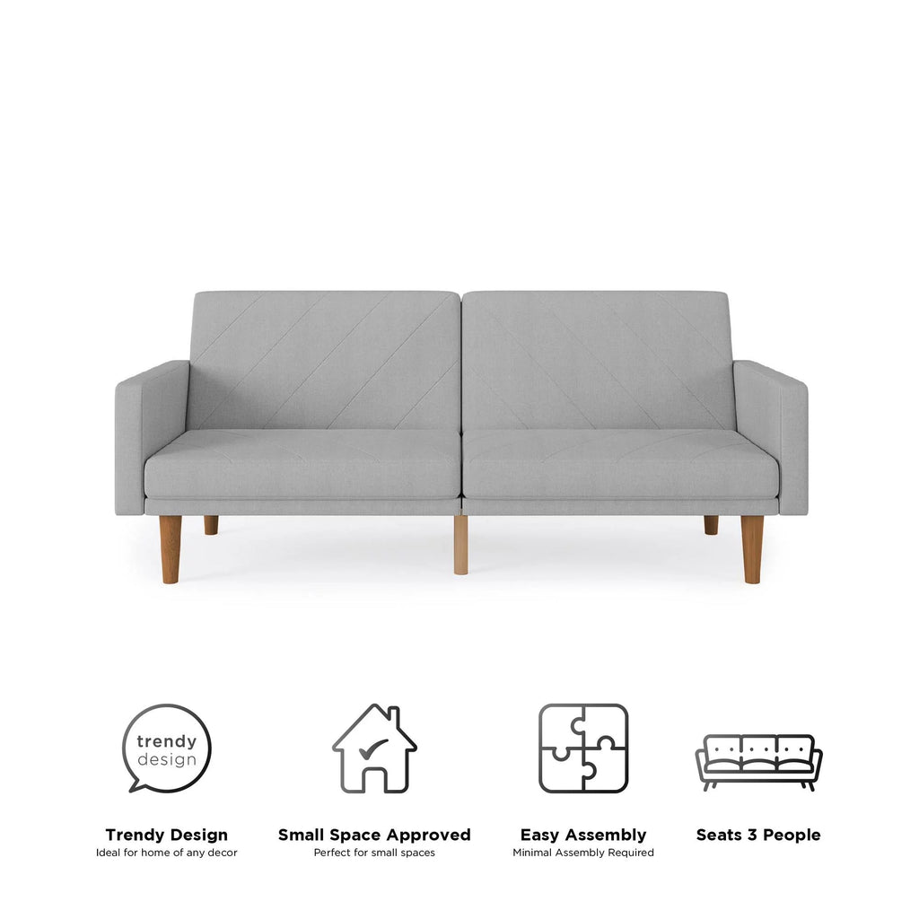 Light Gray Linen Convertible Sofa Bed with USB Port A406