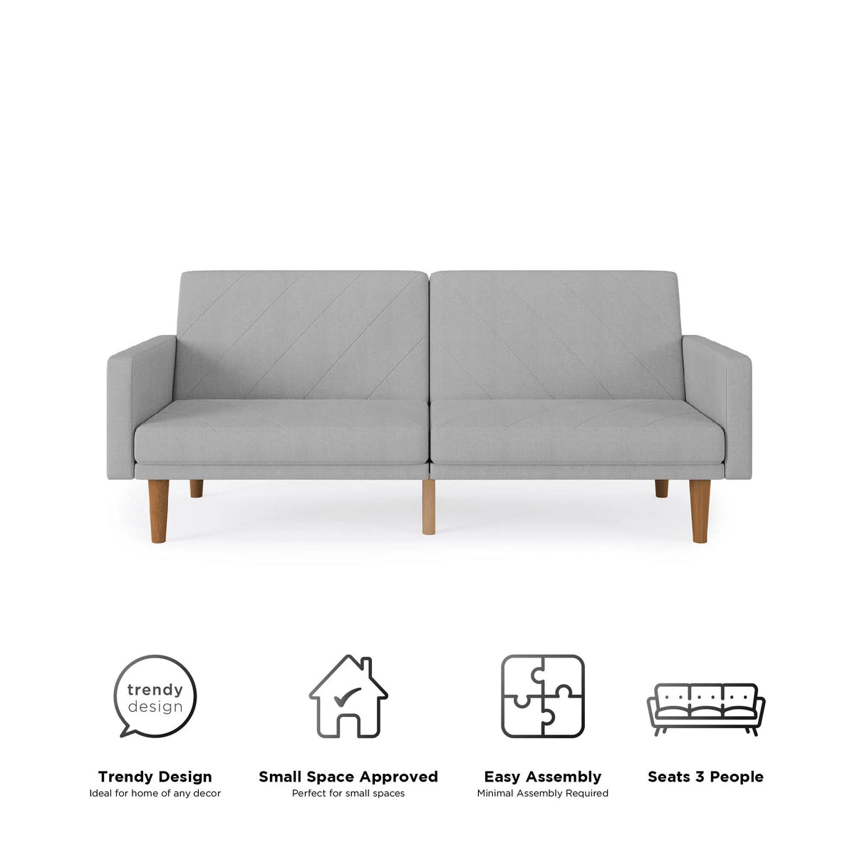 Light Gray Linen Convertible Sofa Bed with USB Port A406