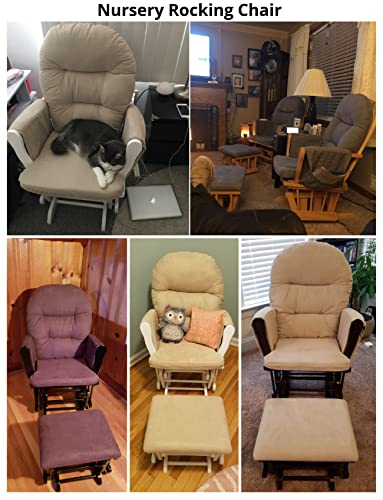 White Gray Reclining Glider Rocker with Ottoman A62523
