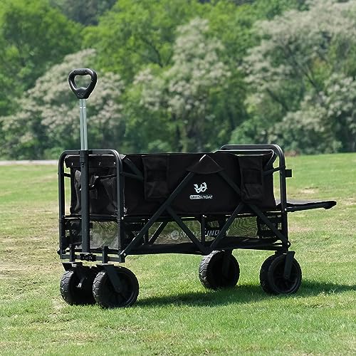 Collapsible Double Decker Wagon with All-Terrain Big Wheels Black E91996