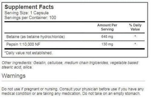 100 Ct Betaine HCl Capsules Y950755