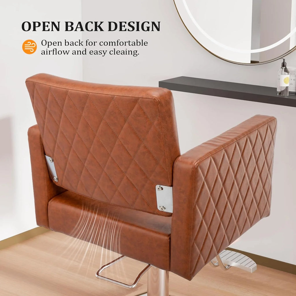 Brown Hydraulic Barber Chair with Aluminium Alloy Footrest O71129