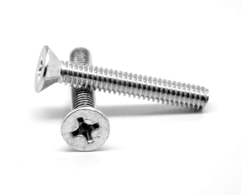 3/16 Fine Thread Machine Screw Phillips Flat Head Low Carbon Steel Zinc Plated M867
