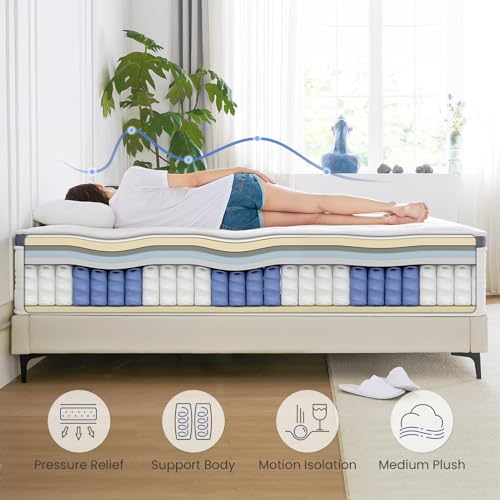 14 Inch Queen Size Gel Memory Foam Mattress with Individually Pocketed Springs K22116