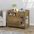 Wooden Cat Litter Box Enclosure with Shelves and Drawer E702820
