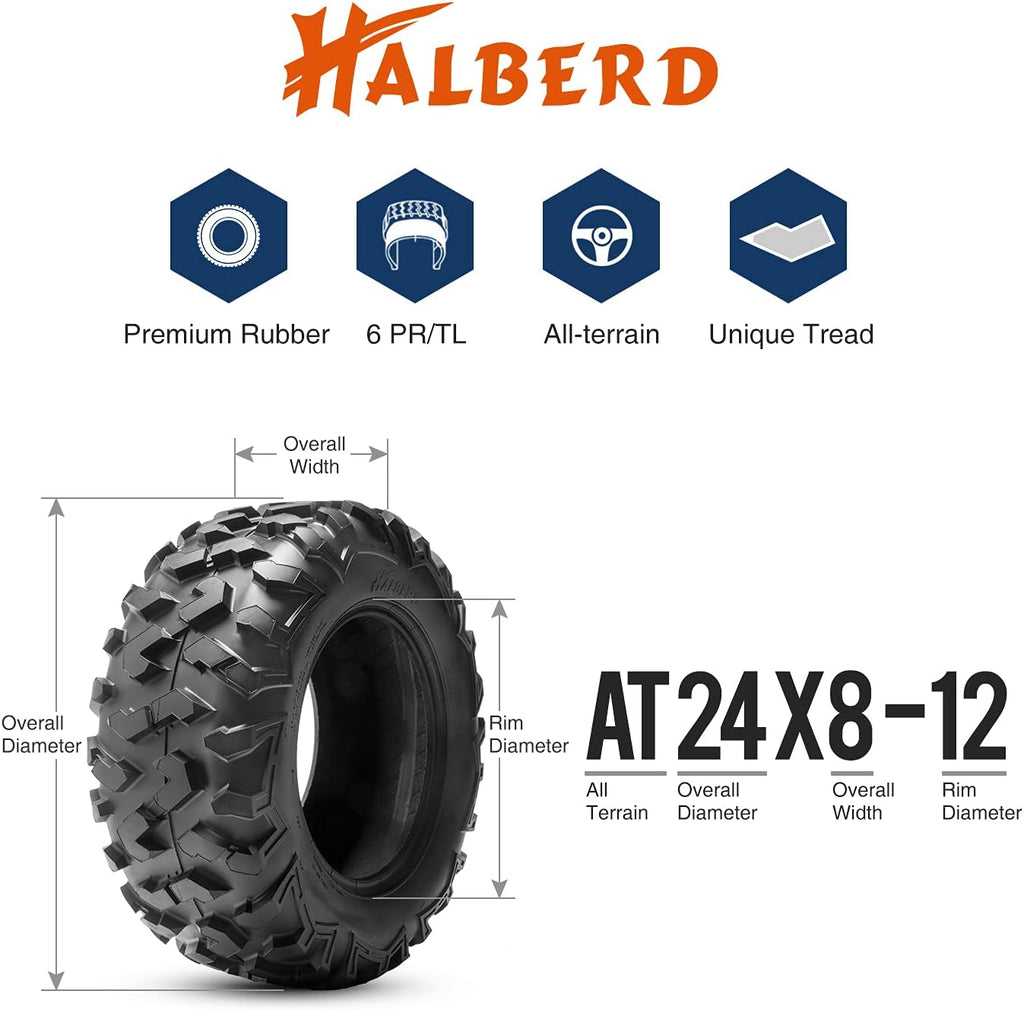 24x8-12 & 24x10-12 6PR All Terrain ATV UTV Tires I780105