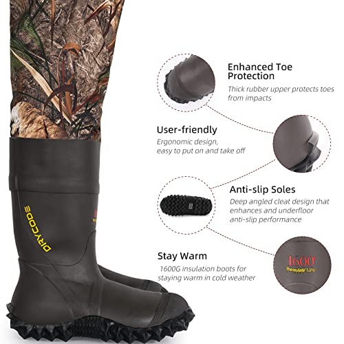 Waterproof Fleece-Lined Insulated Chest Waders with 1600g Boots D2889