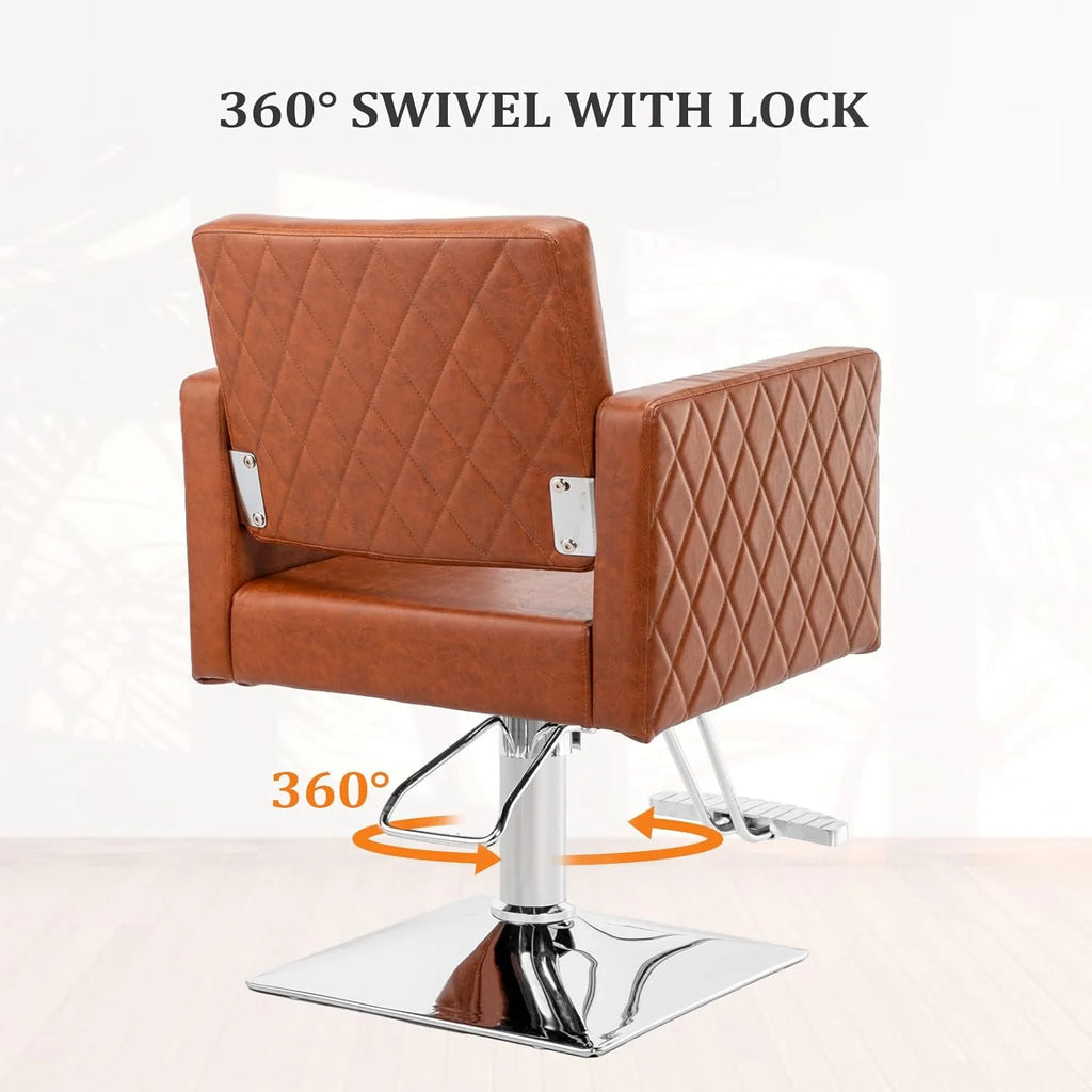 Brown Hydraulic Barber Chair with Aluminium Alloy Footrest O71129