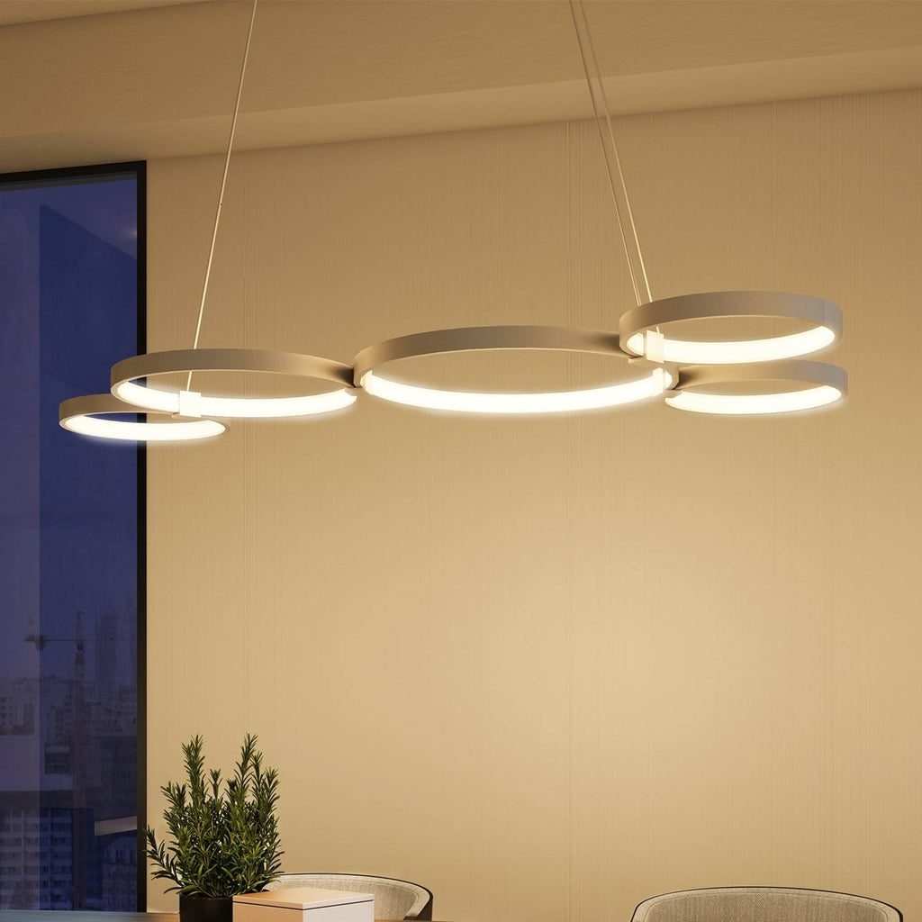 Silver 55x22 LED Adjustable Multi-Ring Chandelier G221