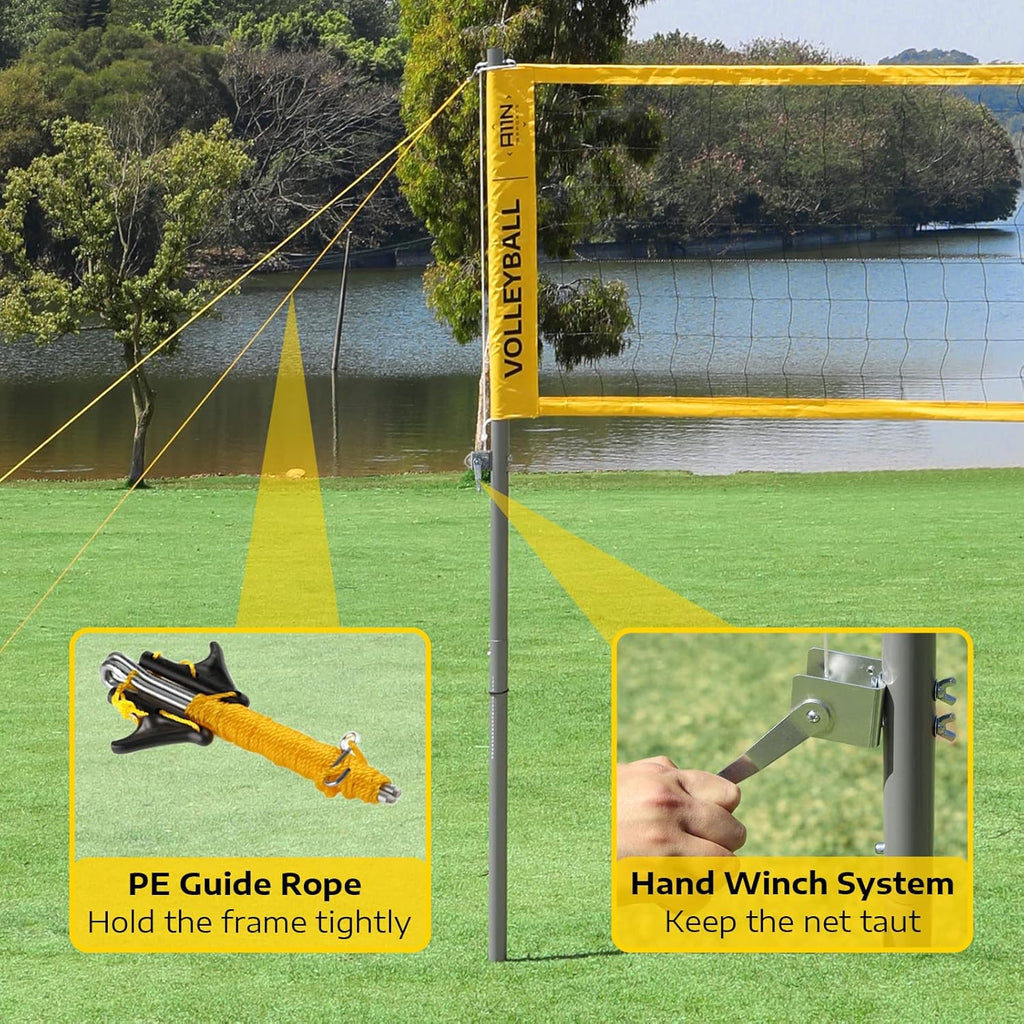 Outdoor Volleyball Set with Anti-Sag Net, Volleyball, Air Pump, Boundary Markers, and Carrying Bag U256