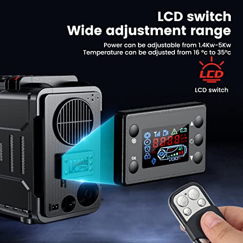 12V Portable Diesel Air Heater 5KW with Bluetooth APP Control and LCD Monitor E8306