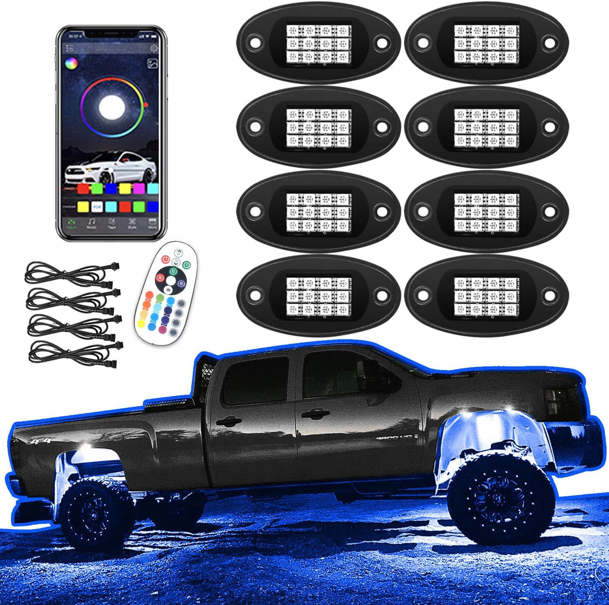 Multicolor Waterproof LED Rock Lights Pack of 2 M665