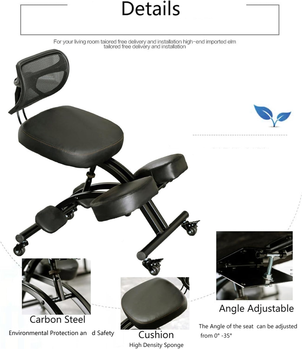 Black Ergonomic Kneeling Chair with Backrest N524677
