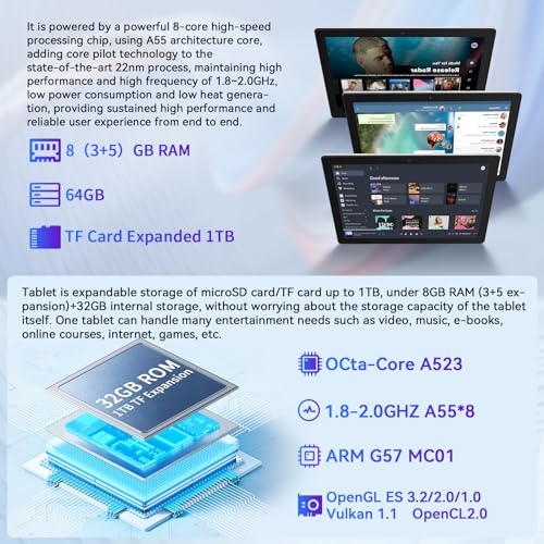 10.1 inch Android 14 Tablet with 64GB Storage X9315